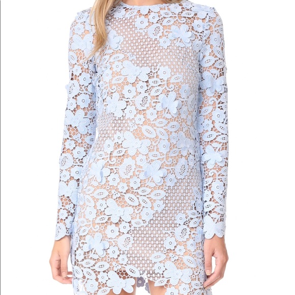 Self Portrait Cocktail Floral Mini Baby Blue Dress